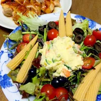 盛りモリサラダ&照り焼きチキン|鈴木あさん