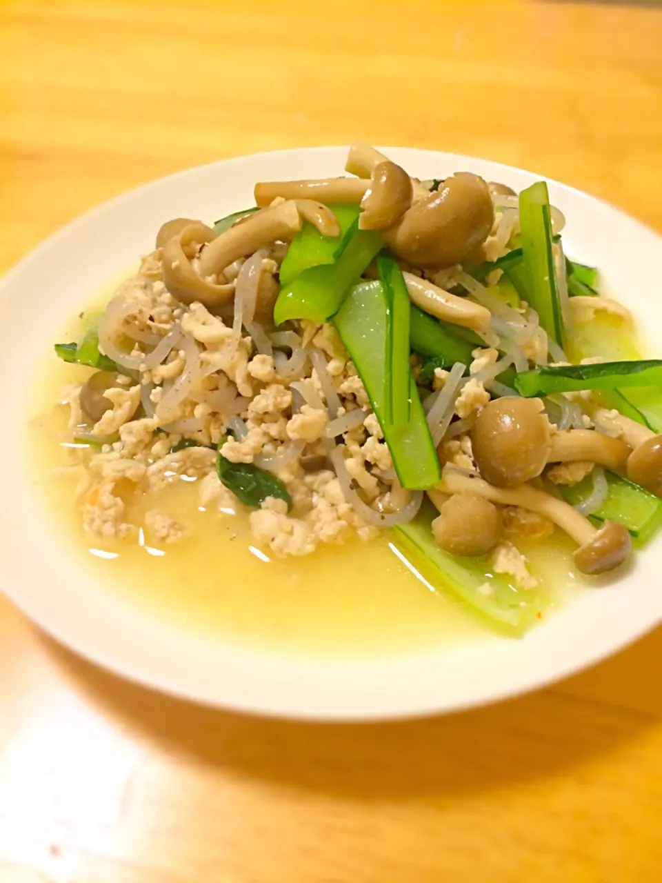 鶏そぼろと小松菜の塩だれ炒め|るうこさん