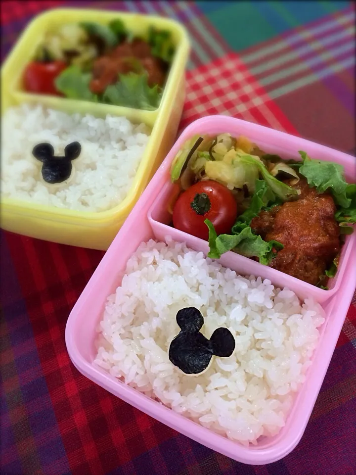 Snapdishの料理写真:ディズニーランドへお出かけの次の日は～ミッキー弁当|manacocoさん