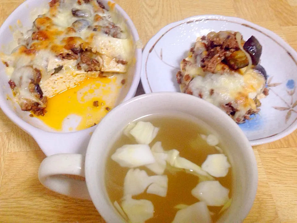 木綿豆腐でラザニア風・春キャベツの芯のスープ|Tarou  Masayukiさん