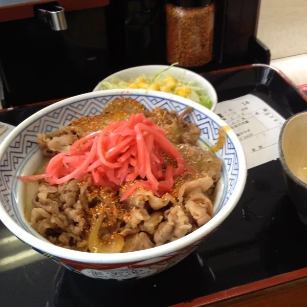 大手牛丼チェーン店•吉野家に来ました。お昼は満席で賑わってますね〜٩( ᐛ )و|竜巻野郎さん