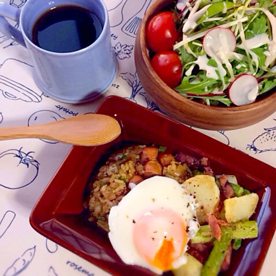 カレー炒飯＆じゃがアスパラ|ponさん