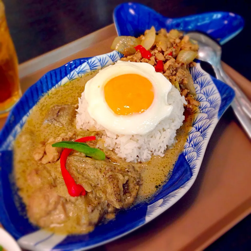 ガパオとグリーンカレーのランチ♪|カナ☆デップさん