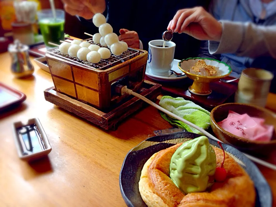 おかげ庵の抹茶シロノワールとみたらし団子|kana＊さん