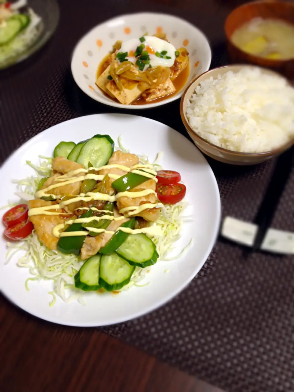 鶏の甘酢照り焼きの晩ご飯|mikaさん