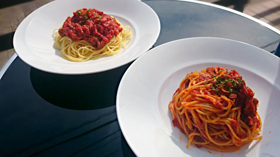 [ﾊﾟｽﾀ]鶏肉のﾄﾏﾄ煮込み(ｶﾁｬﾄﾗ風)二種|Masaya Oshidaさん