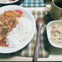 チキンのトマト煮込みともやしサラダ|いもこさん