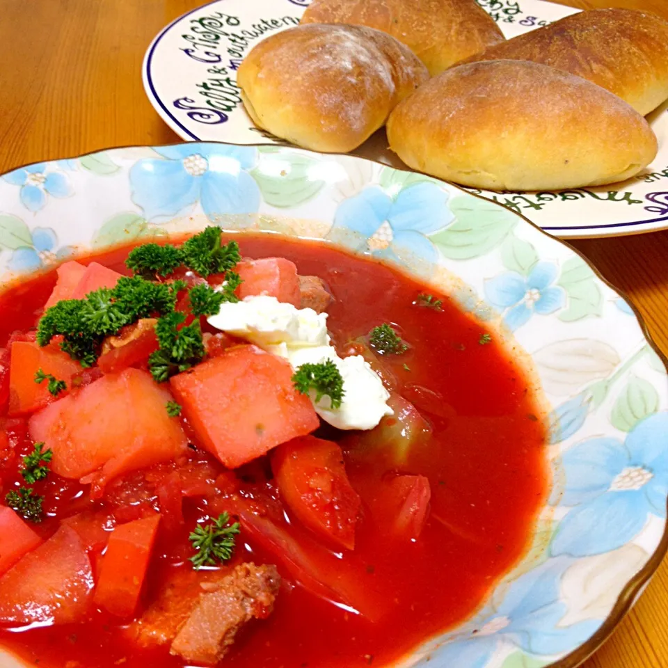 ボルシチと焼きピロシキ|suppyさん