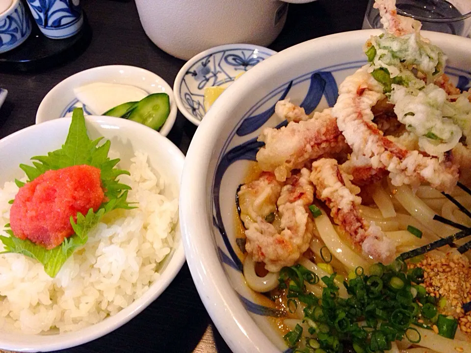 Udon with deep fried squid / Rice with Mentaiko|maysugarさん