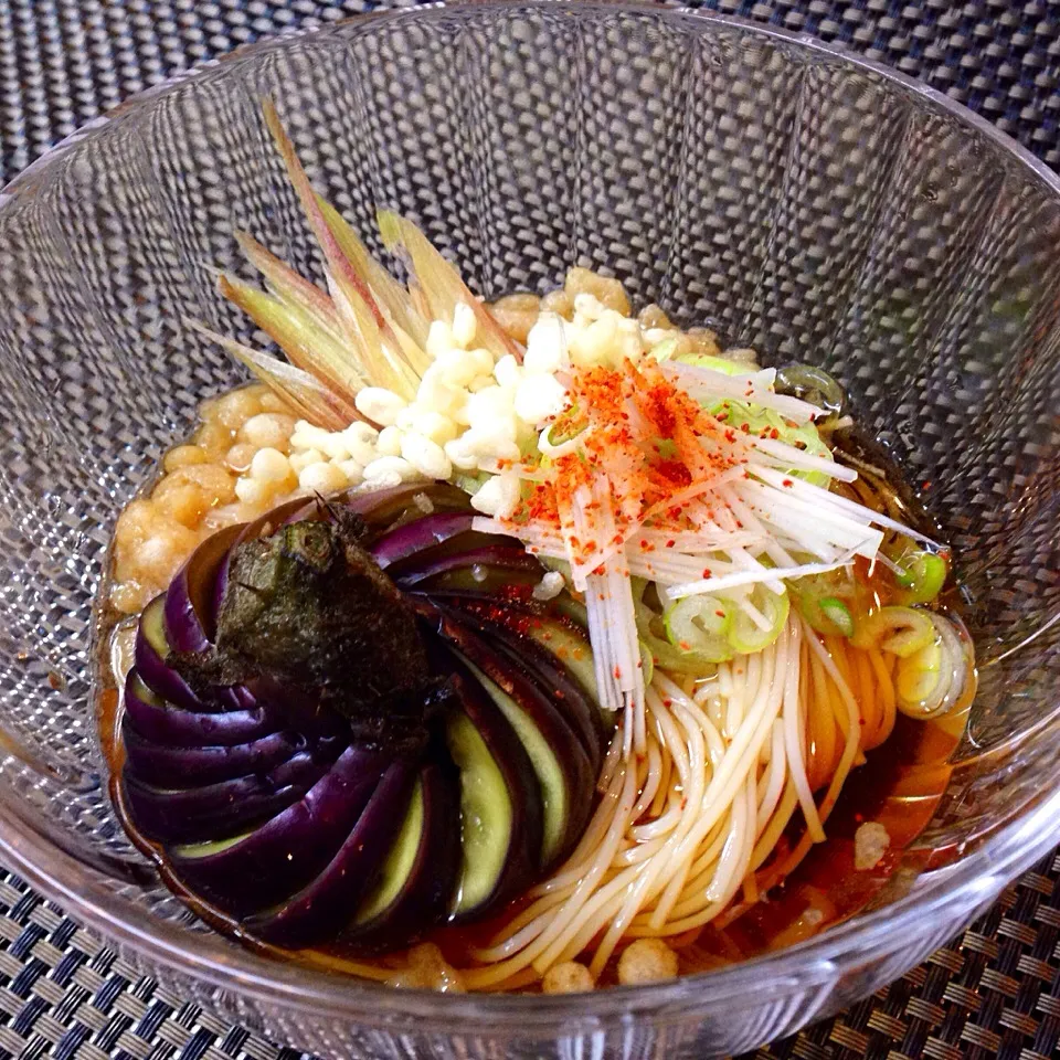 茄子煮浸しと٩(◜ᴗ◝ )۶ お素麺|ランランらぁ〜んさん