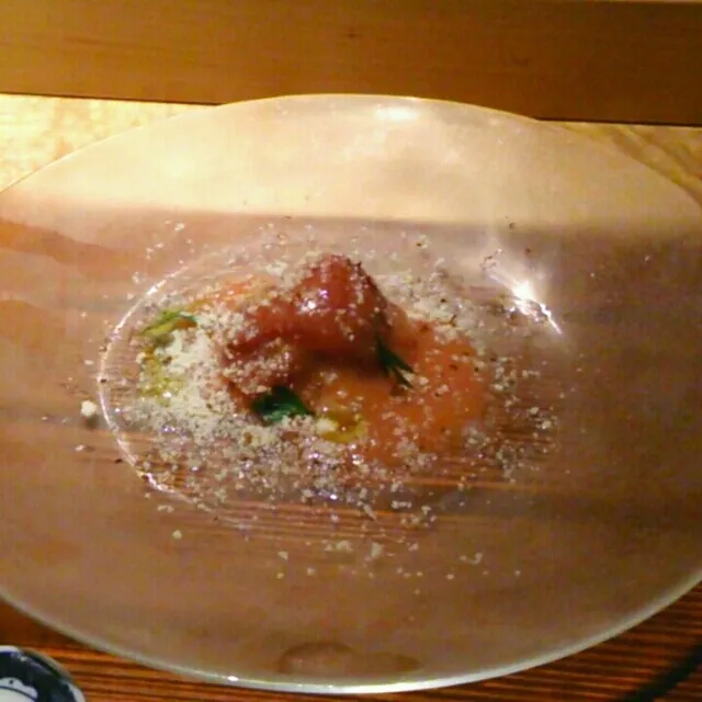 Snapdishの料理写真:ミンククジラと茄子のミルフィーユ  柔らかかった、美味しかった。|akiponさん