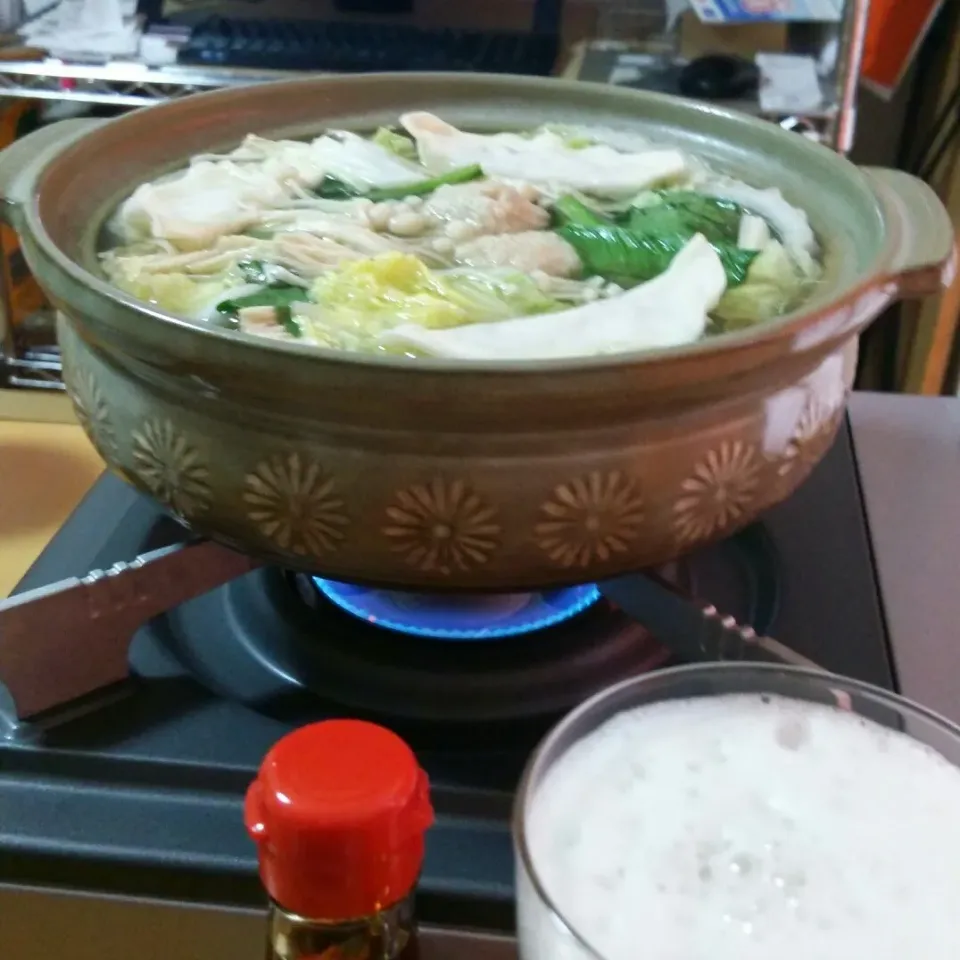 餃子入り中華鍋&ビール♪|kkstitchさん