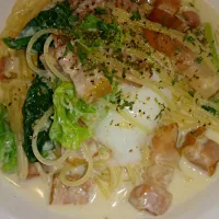 ベーコンと春野菜のクリームパスタ|おおにしなおみさん