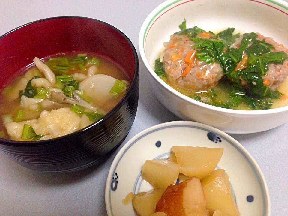 節約料理！もやしと人参の中華風煮込みハンバーグ、舞茸とカブのすいとん、大根さつま揚げ煮|Takumi Kobayasiさん