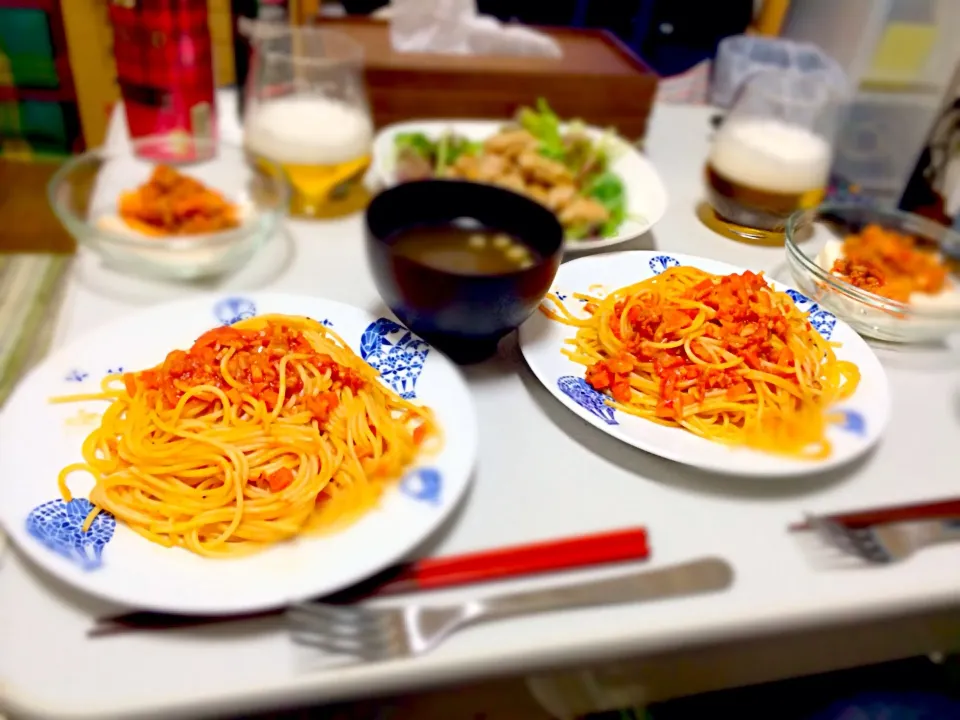 Snapdishの料理写真:トマトパスタとその他|ようこうさん