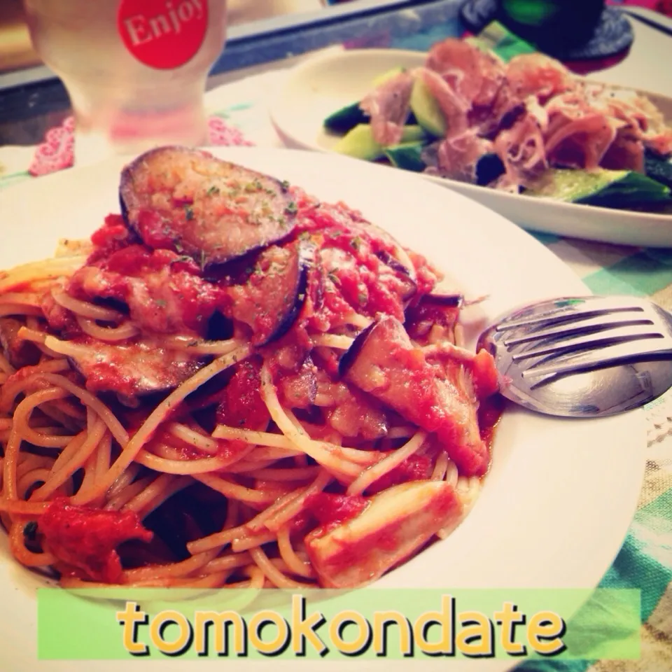 今日のトモコンダテは茄子とチーズのトマトパスタ🍆🍅🐮🍴。|🇯🇵ともこちゃん。さん