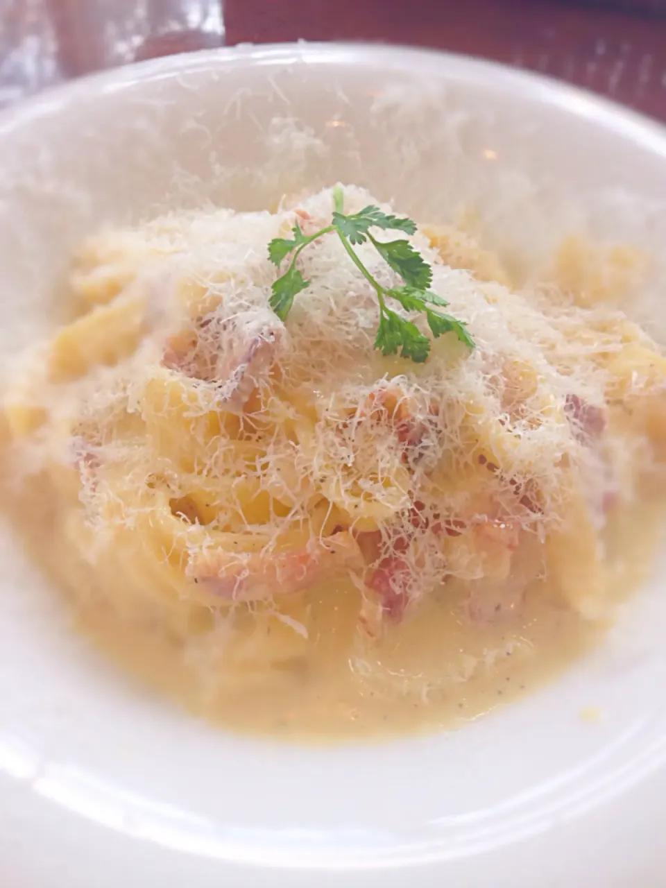 Spaghetti carbonara  ふわふわパルミジャーノレッジャーノ❤️|kctreeさん