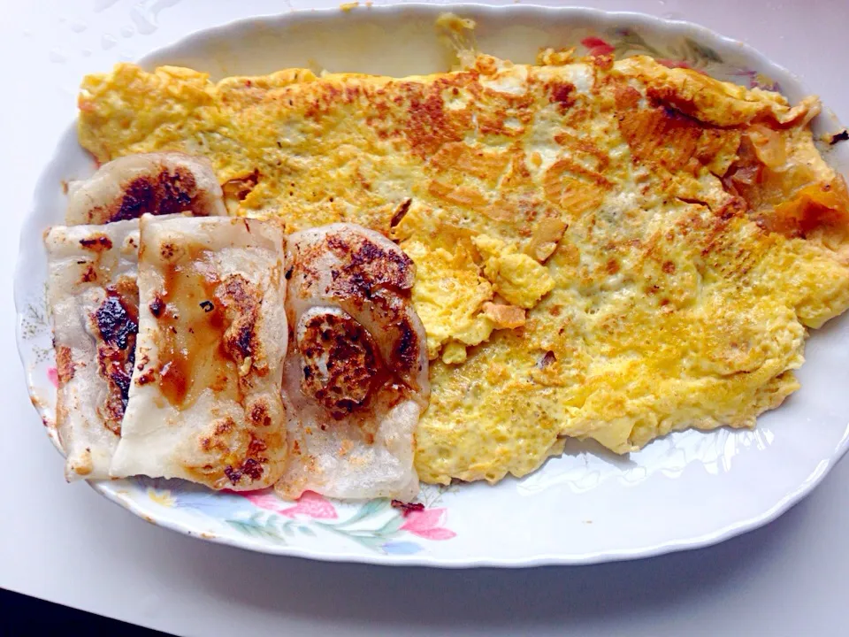 3-egg onion tomato cheese omelette|JQwinさん