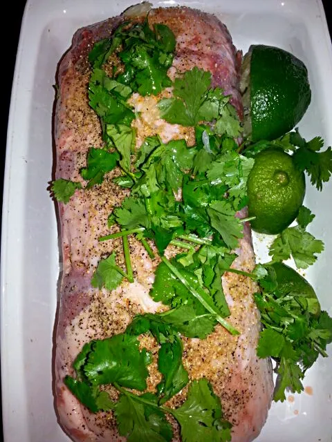 Snapdishの料理写真:pre cooked cilantro lime pork roast.|Polly Gelfusoさん