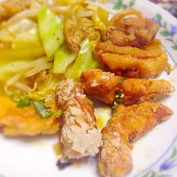 野菜炒め❇︎鶏の唐揚げ❇︎ささみの唐揚げ|ちょこさん