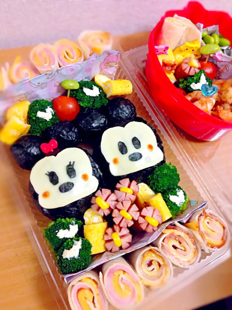 Snapdishの料理写真:キャラ弁★ミキミニおにぎり弁当♥︎|ひゆりままさん