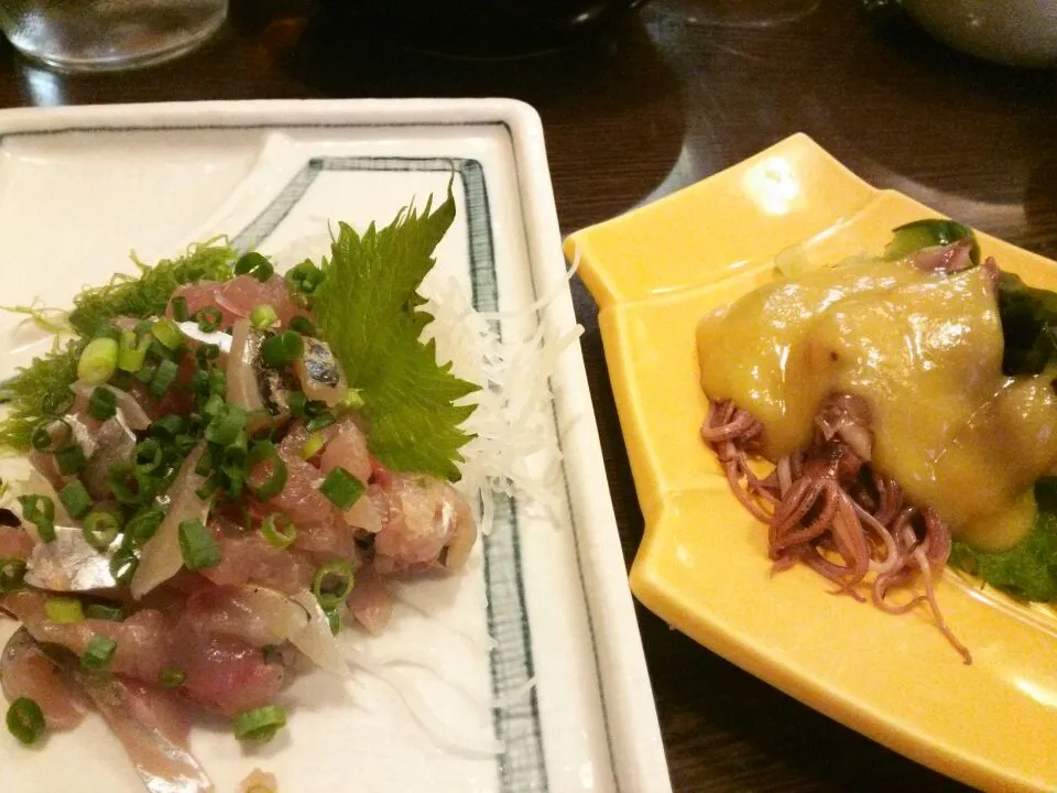 アジの叩き&蛍烏賊の酢味噌和え|東京ライオンズさん