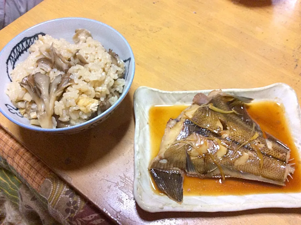 鰈の煮付け キノコご飯|なにわの酒呑み2さん