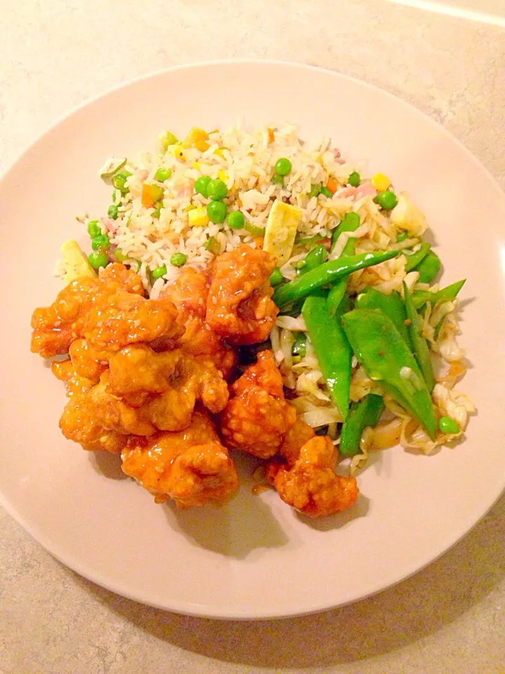 Honey sesame chicken, fried rice and veg|Chrisy Hillさん