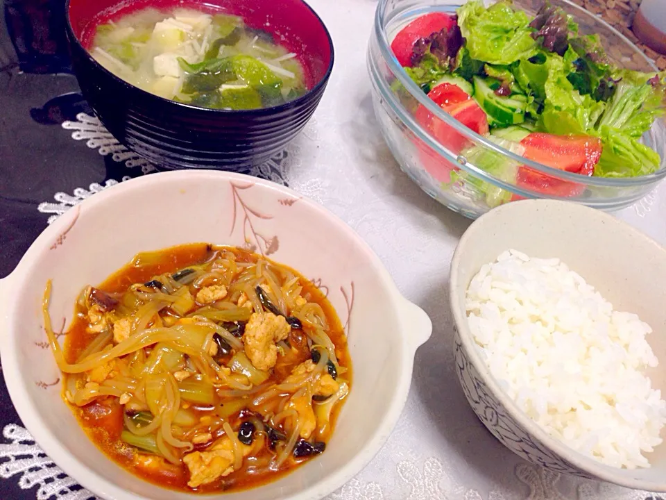 もやしと青梗菜の甘酢あんかけの晩ご飯|やすさん