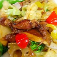 ホタルイカと海老と季節野菜のXO醤炒め|Takashi Sugawaraさん