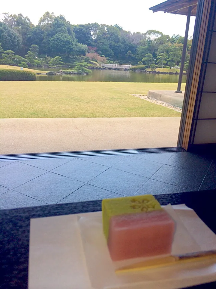 Snapdishの料理写真:茶室にて和菓子・春うらら@見浜園|juneshunさん