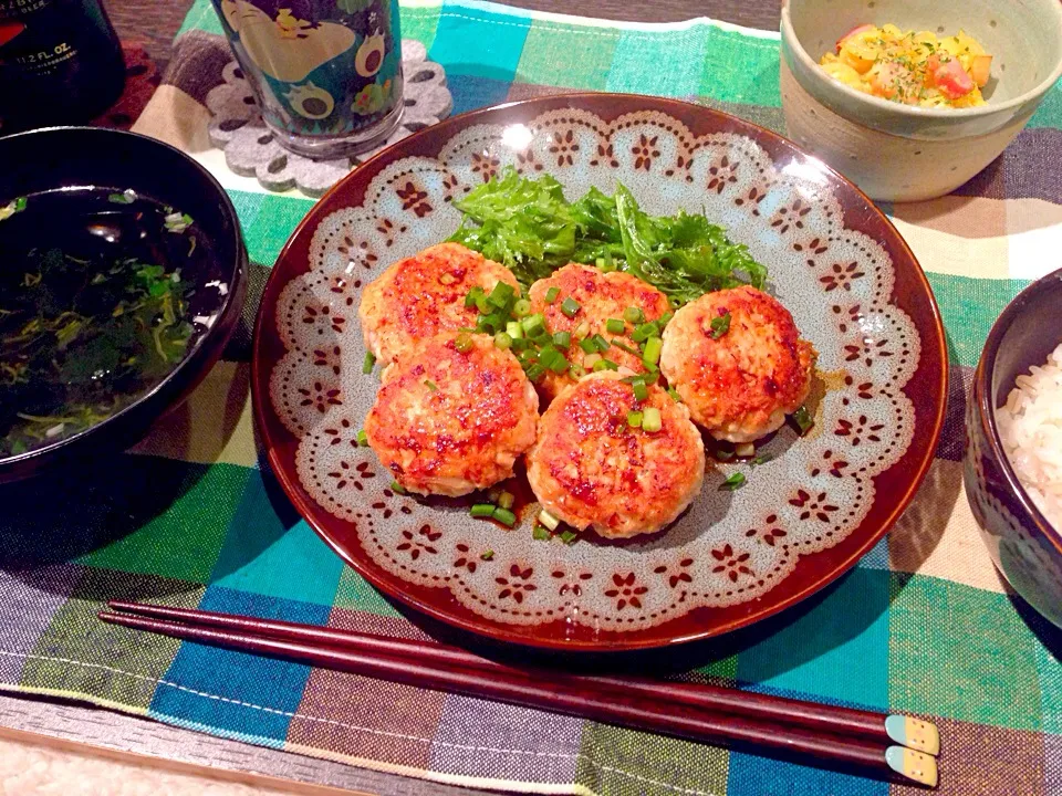 とりひき肉の豆腐のつくねとカレージャーマンポテト|かぴこさん