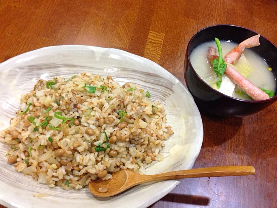 締めは 納豆チャーハン&蟹汁|sakuramochiさん