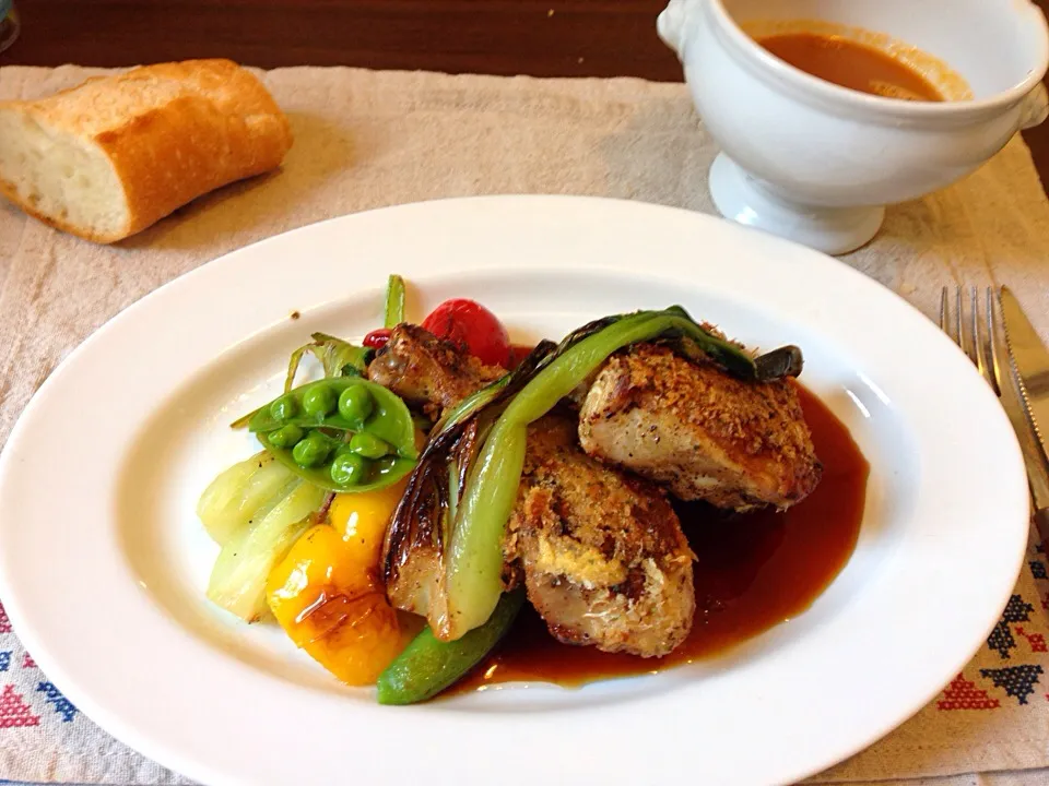 鶏モモ肉のパン粉焼きディアブル風❗️|ゴンさん