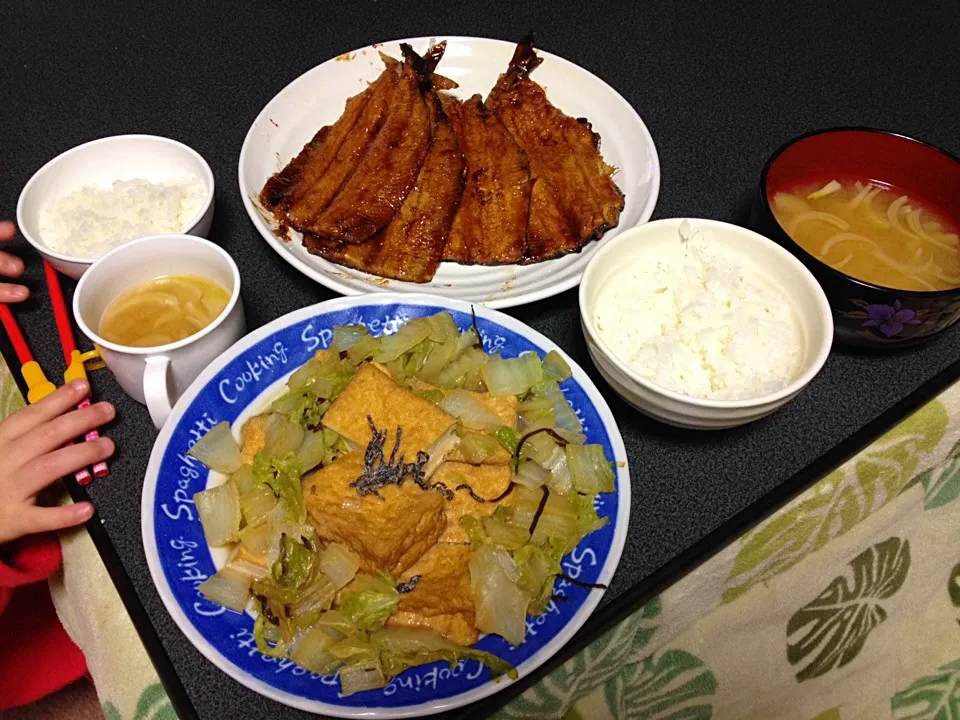 秋刀魚の蒲焼•厚揚げ|うるしちかさん