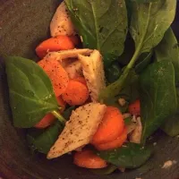 Dinner- salmon, spinach, carrot|Emma Bloemendalさん