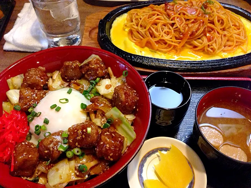 サイコロステーキ丼＆イタリアンスパゲティ＠木曽|take7887さん