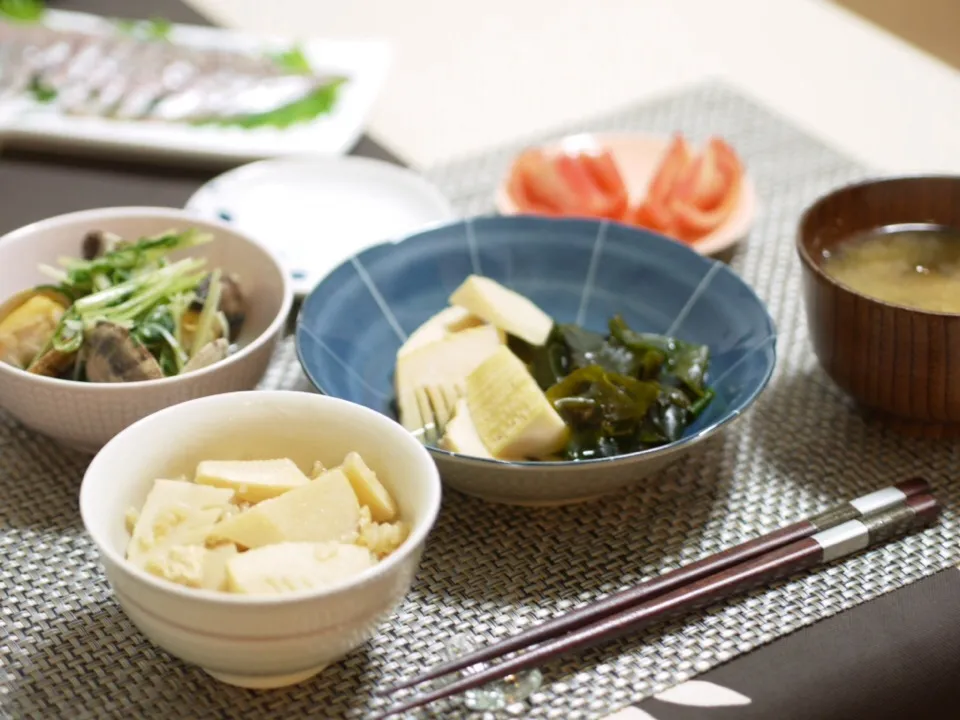 たけのこご飯、若竹煮、あさりの酒蒸し|Yukoさん