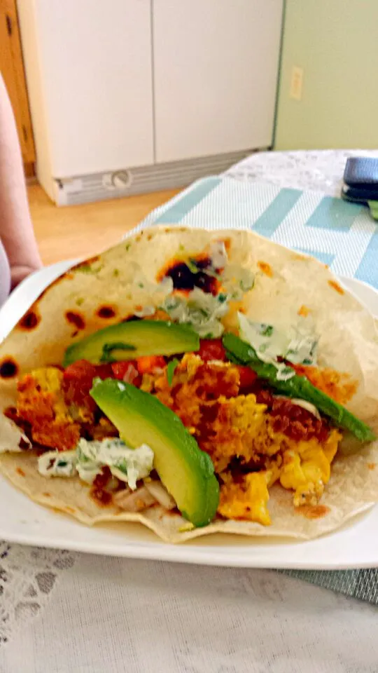 soy chorizo burrito with cream cheese and jalapeño|dayanaさん