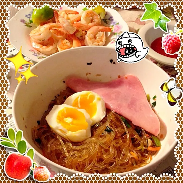 Instant Japchae & Shrimp Cocktail|SnowConeさん