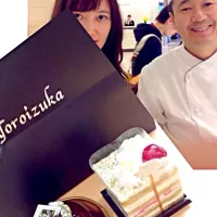 Snapdishの料理写真:チョコムースと桜のケーキ|zcさん