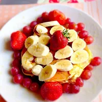 Fruits pancake 😋🍓🍌🍇|SnowWhite👑さん