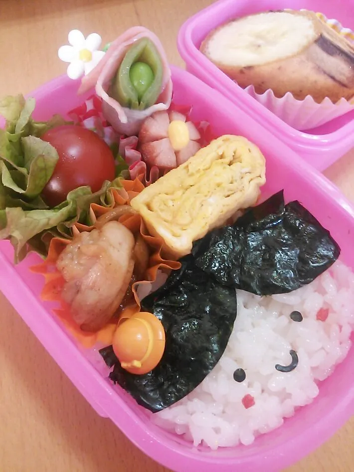 娘っ子弁当☆海苔弁＆鶏肉の甘辛炒め＆スナックエンドウベーコン巻き♪|Kayo Matsudaさん