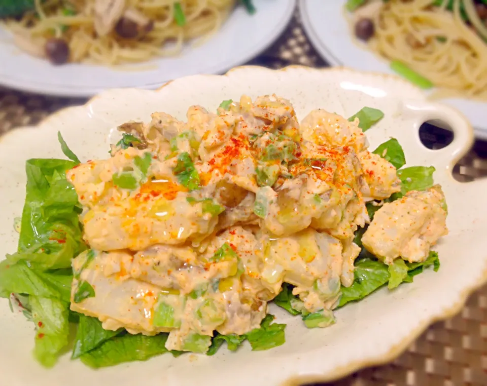 Potato salad with canola flower and leftover salmon mousse|Kirk Awiamさん