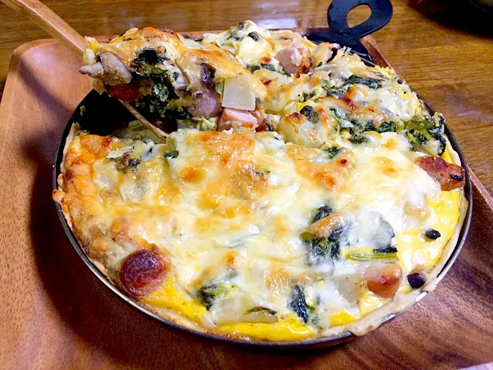 Snapdishの料理写真:ま公さんの料理 テヌキッシュ Quiche -potato, spinach & sausage|くみさんさん