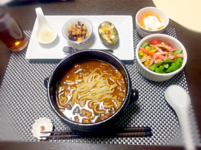 カレーうどん
グリーンサラダ
アボカド胡桃チーズ焼き
ひじきとお豆のマリネ
らっきょう
でこぽんヨーグルト|rinkoさん