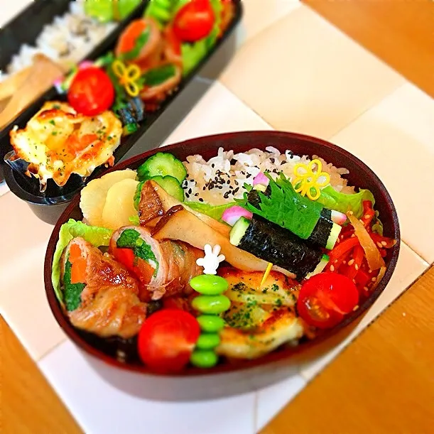 Snapdishの料理写真:豚肉の野菜巻きソテーのお弁当|☆run☆さん