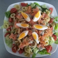 Snapdishの料理写真:Salad with smoked salmon and a honey mustard dressing|Muurbloempjeさん