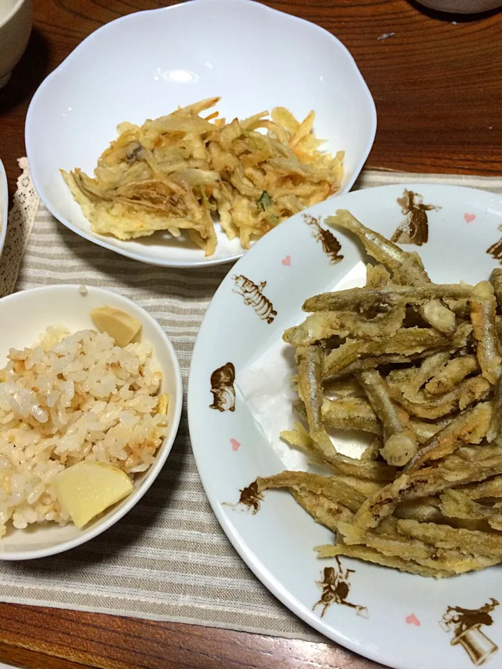 筍ご飯とワカサギの唐揚げ|Keiko Takitaさん