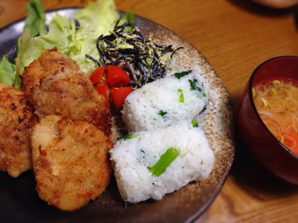 やわらか豚カツ＆菜ばなとシラスの混ぜご飯|ちもこさん